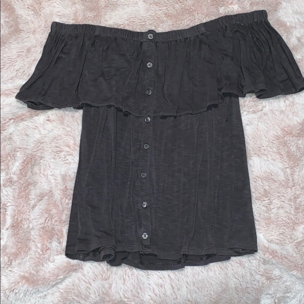 Charcoal Gray Off-The-Shoulder Top